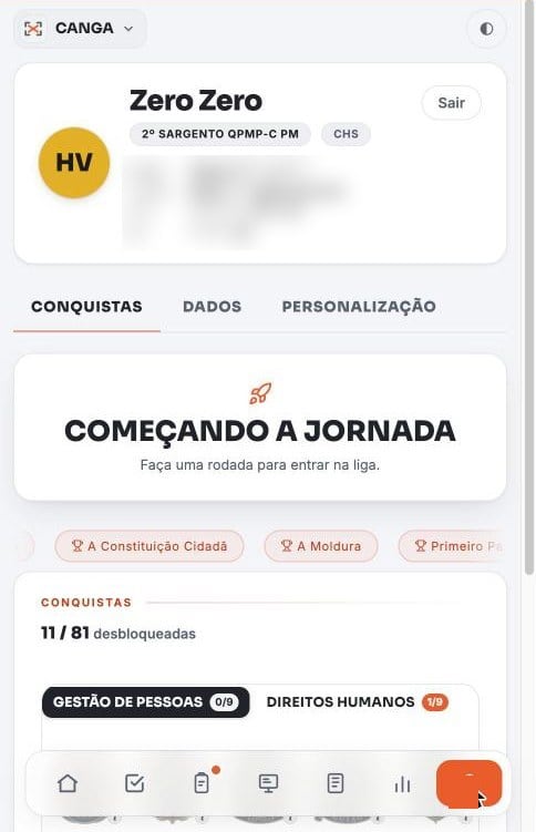 Tela real do app: Conquistas e medalhas