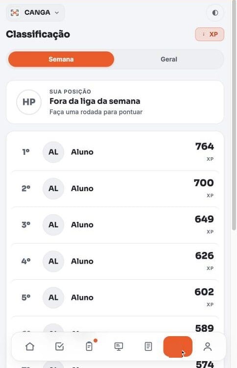 Tela real do app: Ranking da turma